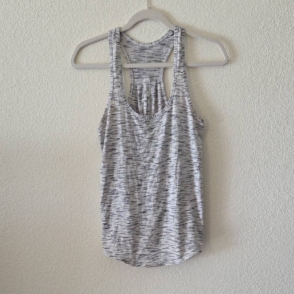 lululemon athletica Heathered White & Gray Racerback Tank Salute The Sun